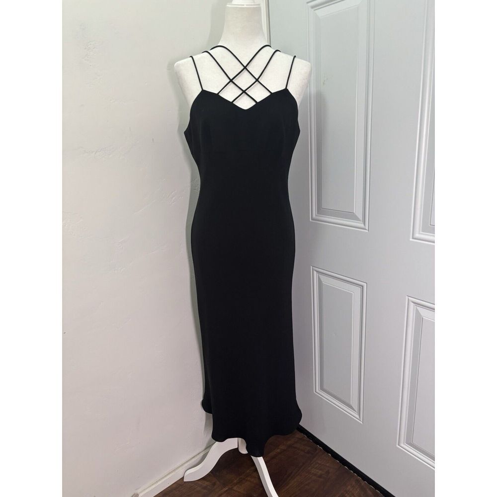Evan Picone Dress Womens 12 Vintage 90s Retro Trad Feminine‎ Classic Black Midi